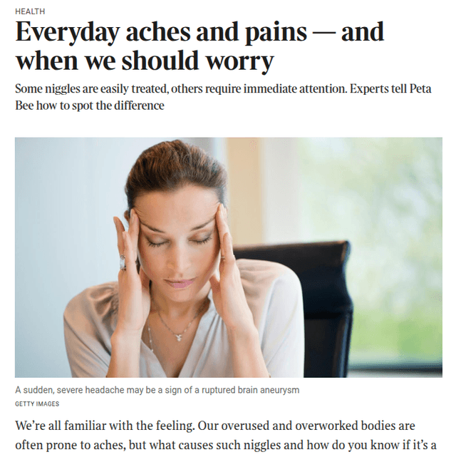 Everyday aches and pains article link